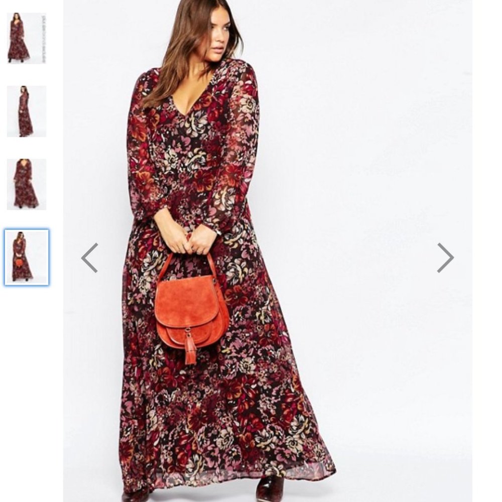 Alice And You x ASOS Floral Printed Maxi Dress EUC burgundy boho